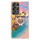For Samsung Galaxy S25 Ultra 5G Electroplating Pattern IMD TPU Shockproof Case with Rhinestone Ring Holder(Dream Chasing Butterfly) - 2