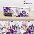 For Samsung Galaxy S25 Ultra 5G Electroplating Pattern IMD TPU Shockproof Case with Rhinestone Ring Holder(Purple Flower) - 3