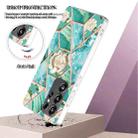 For Samsung Galaxy S25 Ultra 5G Electroplating Splicing Marble Flower Pattern TPU Shockproof Case with Rhinestone Ring Holder(Blue Flower) - 2