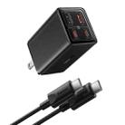 Baseus GaN6 Pro 65W 2 x Type-C + 2 x USB Fast Charger with 100W Charging Cable, US Plug(Black) - 1