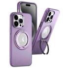 For iPhone 15 Pro 360 Rotate Ring Holder MagSafe PC Phone Case(Purple) - 1