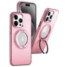 For iPhone 15 Pro MagSafe 360 Rotate Ring Holder PC Phone Case(Pink) - 1