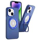 For iPhone 14 Plus MagSafe 360 Rotate Ring Holder PC Phone Case(Dark Blue) - 1
