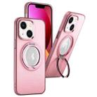 For iPhone 14 MagSafe 360 Rotate Ring Holder PC Phone Case(Pink) - 1