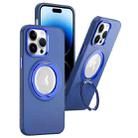 For iPhone 14 Pro MagSafe 360 Rotate Ring Holder PC Phone Case(Dark Blue) - 1