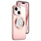 For iPhone 15 Plus MagSafe Skin-feel CD Texture PC Phone Case(Pink) - 1