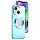 For iPhone 14 Plus MagSafe Skin-feel CD Texture PC Phone Case(Sierra Blue) - 1