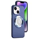 For iPhone 14 Plus MagSafe Skin-feel CD Texture PC Phone Case(Dark Blue) - 1