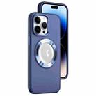 For iPhone 14 Pro Max MagSafe Skin-feel CD Texture PC Phone Case(Dark Blue) - 1