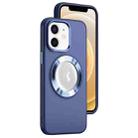 For iPhone 12 / 12 Pro MagSafe Skin-feel CD Texture PC Phone Case(Dark Blue) - 1