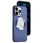 For iPhone 12 Pro Max MagSafe Skin-feel CD Texture PC Phone Case(Dark Blue) - 1