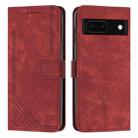 For Google Pixel 8a Skin Feel Stripe Pattern Leather Phone Case with Long Lanyard(Red) - 1