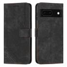 For Google Pixel 8a Skin Feel Stripe Pattern Leather Phone Case with Long Lanyard(Black) - 1