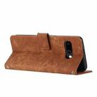 For Google Pixel 9a Skin Feel Stripe Pattern Leather Phone Case with Long Lanyard(Brown) - 3