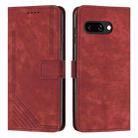 For Google Pixel 9a Skin Feel Stripe Pattern Leather Phone Case with Long Lanyard(Red) - 1