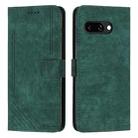 For Google Pixel 9a Skin Feel Stripe Pattern Leather Phone Case with Long Lanyard(Green) - 1