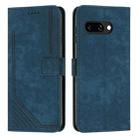 For Google Pixel 9a Skin Feel Stripe Pattern Leather Phone Case with Long Lanyard(Blue) - 1