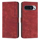 For Google Pixel 10 / 10 Pro Skin Feel Stripe Pattern Leather Phone Case with Lanyard(Red) - 1