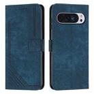For Google Pixel 10 / 10 Pro Skin Feel Stripe Pattern Leather Phone Case with Lanyard(Blue) - 1