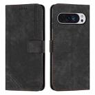 For Google Pixel 10 Pro XL Skin Feel Stripe Pattern Leather Phone Case with Lanyard(Black) - 1