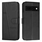 For Google Pixel 8a Stitching Calf Texture Buckle Leather Phone Case(Black) - 1