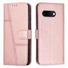 For Google Pixel 9a Stitching Calf Texture Buckle Leather Phone Case(Pink) - 1