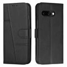 For Google Pixel 9a Stitching Calf Texture Buckle Leather Phone Case(Black) - 1