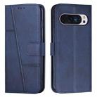 For Google Pixel 10 / 10 Pro Stitching Calf Texture Buckle Leather Phone Case(Blue) - 1