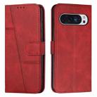 For Google Pixel 10 / 10 Pro Stitching Calf Texture Buckle Leather Phone Case(Red) - 1