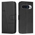 For Google Pixel 10 / 10 Pro Stitching Calf Texture Buckle Leather Phone Case(Black) - 1