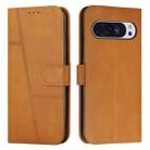 For Google Pixel 10 Pro XL Stitching Calf Texture Buckle Leather Phone Case(Yellow) - 1