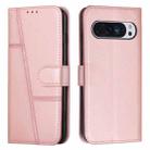 For Google Pixel 10 Pro XL Stitching Calf Texture Buckle Leather Phone Case(Pink) - 1