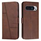 For Google Pixel 10 Pro XL Stitching Calf Texture Buckle Leather Phone Case(Brown) - 1