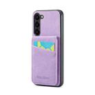 For Samsung Galaxy S24+ 5G Fierre Shann Crazy Horse Card Holder Back Cover PU Phone Case(Purple) - 1