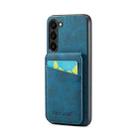 For Samsung Galaxy S24+ 5G Fierre Shann Crazy Horse Card Holder Back Cover PU Phone Case(Blue) - 1