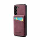 For Samsung Galaxy S24 5G Fierre Shann Crazy Horse Card Holder Back Cover PU Phone Case(Wine Red) - 1