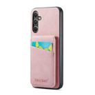 For Samsung Galaxy A14 5G Fierre Shann Crazy Horse Card Holder Back Cover PU Phone Case(Pink) - 1