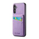 For Samsung Galaxy A14 5G Fierre Shann Crazy Horse Card Holder Back Cover PU Phone Case(Purple) - 1