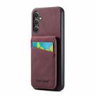 For Samsung Galaxy A15 Fierre Shann Crazy Horse Card Holder Back Cover PU Phone Case(Wine Red) - 1