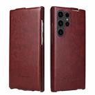 For Samsung Galaxy S24 Ultra 5G Fierre Shann 64 Texture Vertical Flip PU Leather Phone Case(Brown) - 1