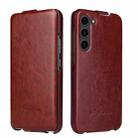 For Samsung Galaxy S24+ 5G Fierre Shann 64 Texture Vertical Flip PU Leather Phone Case(Brown) - 1