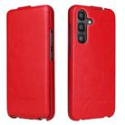 For Samsung Galaxy S25 5G Fierre Shann 64 Texture Vertical Flip PU Leather Phone Case(Red) - 1
