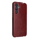 For Samsung Galaxy S25 5G Fierre Shann 64 Texture Vertical Flip PU Leather Phone Case(Brown) - 3
