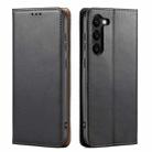 For Samsung Galaxy S24+ 5G Fierre Shann PU Genuine Leather Texture Phone Case(Black) - 1