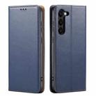 For Samsung Galaxy S24 5G Fierre Shann PU Genuine Leather Texture Phone Case(Blue) - 1
