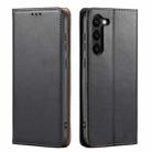For Samsung Galaxy S24 5G Fierre Shann PU Genuine Leather Texture Phone Case(Black) - 1