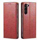 For Samsung Galaxy S24 5G Fierre Shann PU Genuine Leather Texture Phone Case(Red) - 1