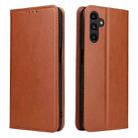 For Samsung Galaxy A15 5G Fierre Shann PU Genuine Leather Texture Phone Case(Brown) - 1