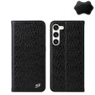For Samsung Galaxy S24+ 5G Fierre Shann Crocodile Texture Magnetic Genuine Leather Phone Case(Black) - 1