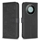 For Huawei Mate 60 Four-leaf Embossed Leather Phone Case(Black) - 1